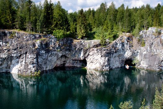 Famous Marble quarry, Ruskeala, in Republic of Karelia, Russia