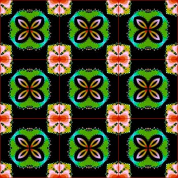 Digital computer graphic - seamless fractal pattern with flowers for design.