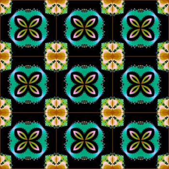 Digital computer graphic - seamless fractal pattern with flowers for design.