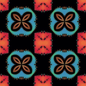 Digital computer graphic - seamless fractal pattern with flowers for design.