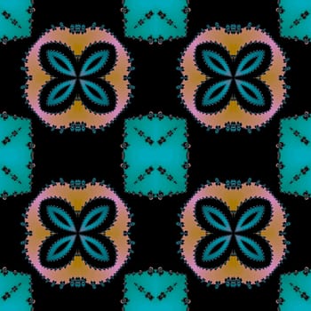 Digital computer graphic - seamless fractal pattern with flowers for design.