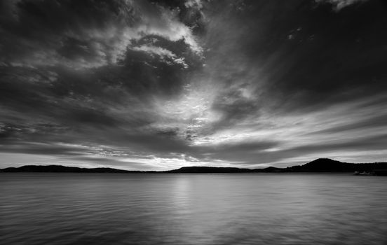 Views from Koolewong across the Brisbane Waters to Saratoga, Green Point and Gosford, with fantastic cloud formations