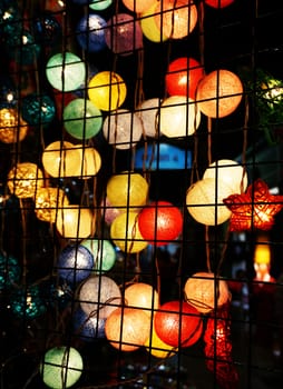 Colorful of lamp decorated in spherical shape and star shape.                               