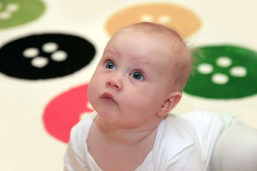 Beautiful small kid girl in studio