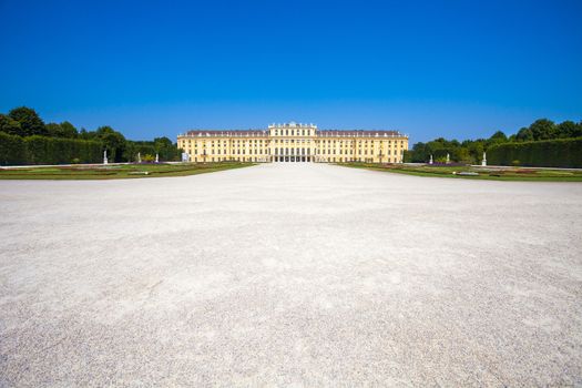 VIENNA, AUSTRIA - AUGUST 4, 2013: Schonbrunn Palace royal residence on August 4, 2013 in Vienna, Austria.
