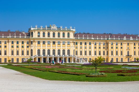 VIENNA, AUSTRIA - AUGUST 4, 2013: Schonbrunn Palace royal residence on August 4, 2013 in Vienna, Austria.