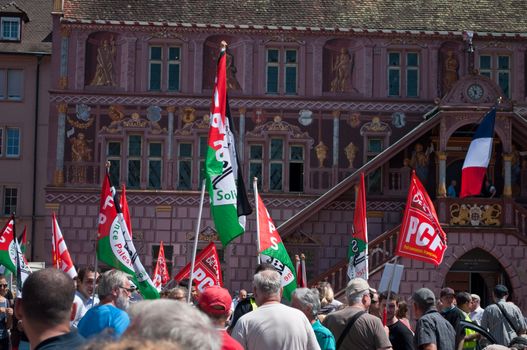 Mulhouse - France - 2 august 2014 - demonstration for peace between Israel and Palestine, against the Israeli bombing in Gaza