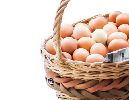 Eggs in a Basket on white background