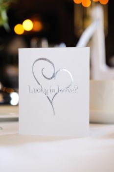 Card decoration at wedding reception