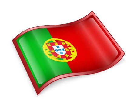 Portugal Flag Icon, isolated on white background.