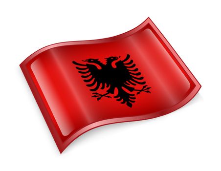 Albania Flag Icon, isolated on white background.