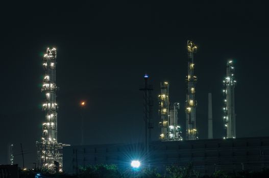 Oil refinery plant at dusk, power station