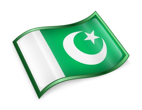 Pakistan Flag Icon, isolated on white background.