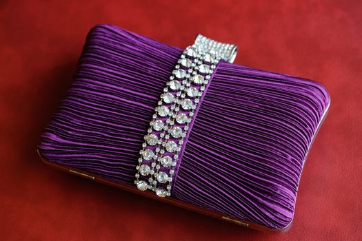 Brides jewel encusted purple handbag