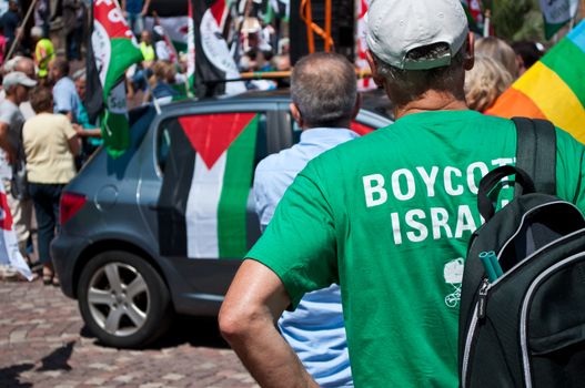 Mulhouse - France - 2 august 2014 - demonstration for peace between Israel and Palestine, against the Israeli bombing in Gaza