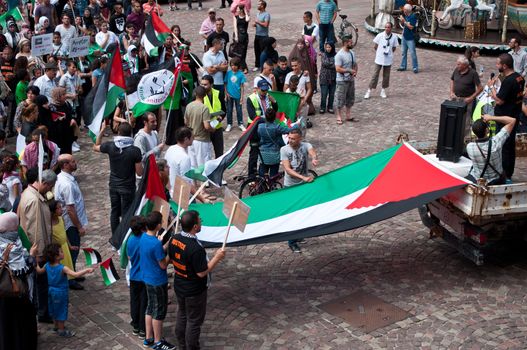 Mulhouse - France - 2 august 2014 - demonstration for peace between Israel and Palestine, against the Israeli bombing in Gaza