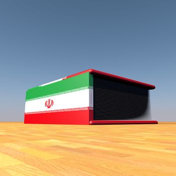 Book with Iran flag on cover, 3d render