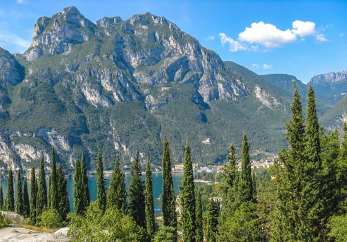 Lake Garda in Italy. It is located in Northern Italy, about half-way between Brescia and Verona, and between Venice and Milan.