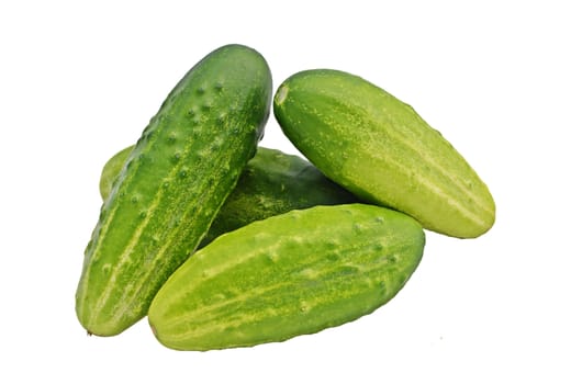 Organic cucumbers on a white background.