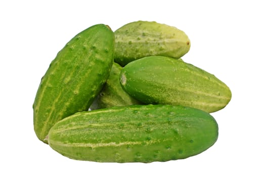 Organic cucumbers on a white background.