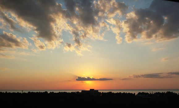 Sunset over sea in Baltic sea, Latvia