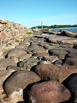Stone road ruins towards the Baltic sea