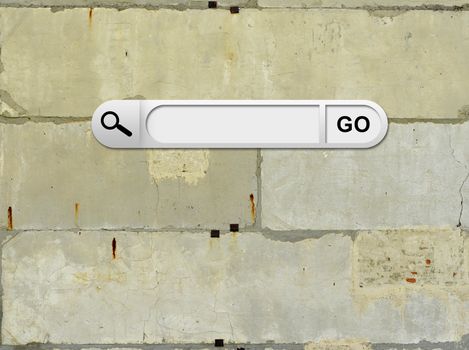 Search bar in browser on background of aged brown cemented wall