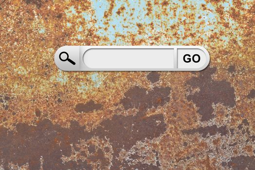 Search bar in browser. Old rusty metal surface on background