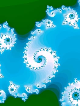 Digital computer graphic - rendering. Decorative fractal spiral in a gentle colors for design.