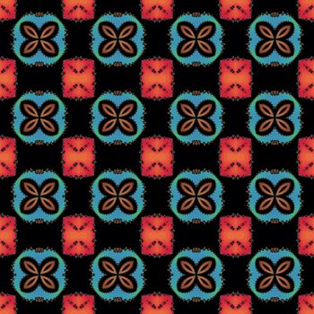 Digital computer graphic - seamless fractal pattern with flowers for design.