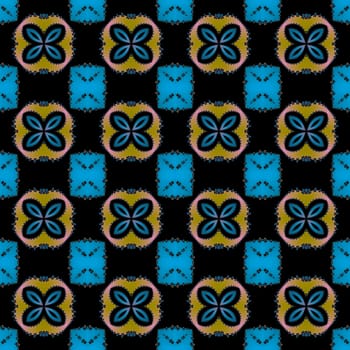 Digital computer graphic - seamless fractal pattern with flowers for design.