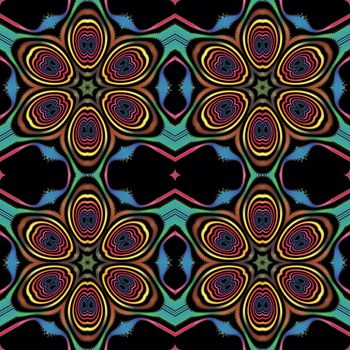Digital computer graphic - seamless fractal pattern with flowers for design.