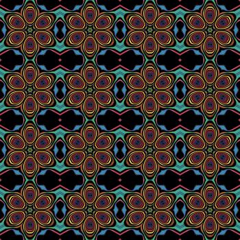 Digital computer graphic - seamless fractal pattern with flowers for design.