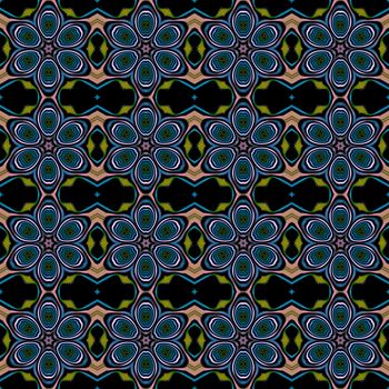 Digital computer graphic - seamless fractal pattern with flowers for design.