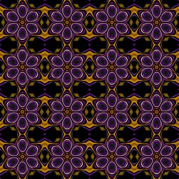 Digital computer graphic - seamless fractal pattern with flowers for design.