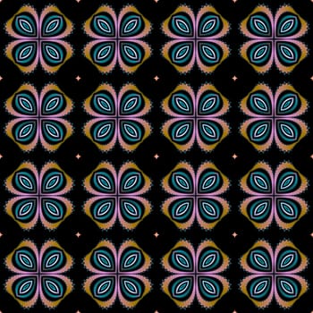 Digital computer graphic - seamless fractal pattern with flowers for design.