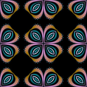 Digital computer graphic - seamless fractal pattern with flowers for design.