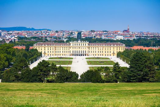 VIENNA, AUSTRIA - AUGUST 4, 2013: Schonbrunn Palace royal residence on August 4, 2013 in Vienna, Austria.