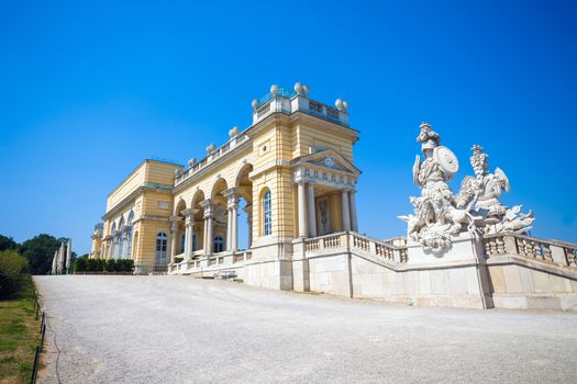 AUSTRIA, VIENNA - AUGUST 4, 2013: The Gloriette in Schoenbrunn Palace Garden, Vienna, Austria