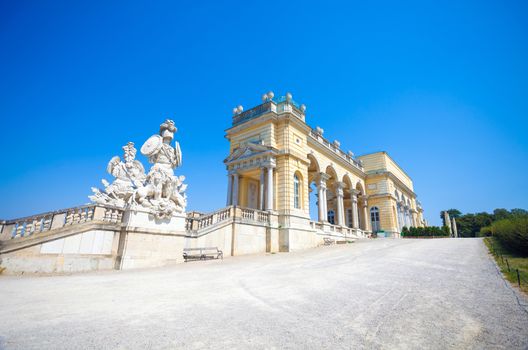 AUSTRIA, VIENNA - AUGUST 4, 2013: The Gloriette in Schoenbrunn Palace Garden, Vienna, Austria