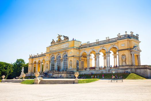 AUSTRIA, VIENNA - AUGUST 4, 2013: The Gloriette in Schoenbrunn Palace Garden, Vienna, Austria