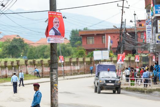 KATHMANDU, NEPAL - AUGUST 3, 2014: Indian Prime Minister Narendra Modi arrives in Kathmandu on a 2-day official Nepal visit.