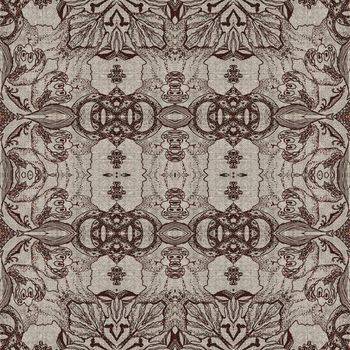 Seamless artistic background, abstract graphic pattern on vintage linen canvas