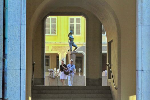 statue Nude woman on the street of Stockholm