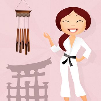 illustration of girl doing karate