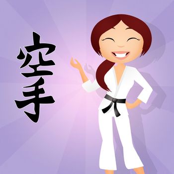 illustration of girl doing karate