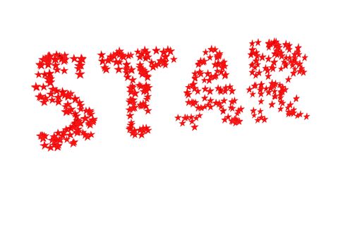 Three-dimensional inscription star made of red stars