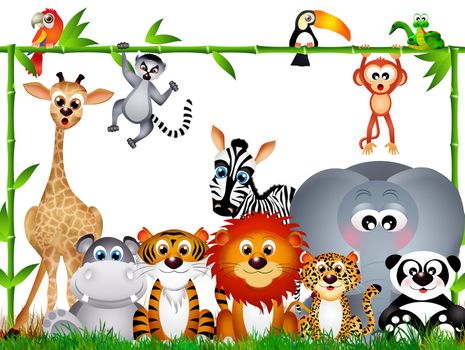 illustration of wild animals on white background