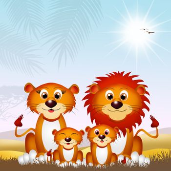 illustration of lions