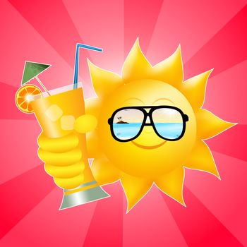 illustration of sun with cocktail